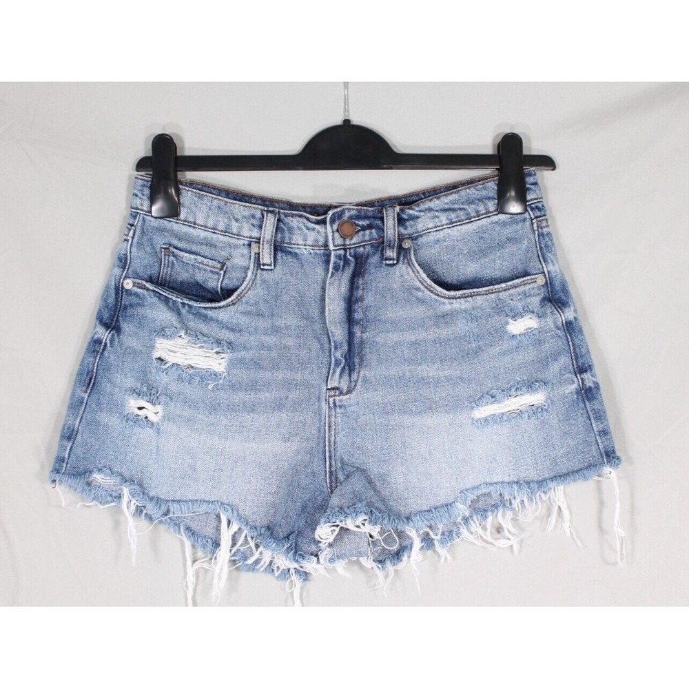 BLANK NYC Blue Denim THE BARROW Vintage High-Rise DESTROYED Jean Shorts Sz 30